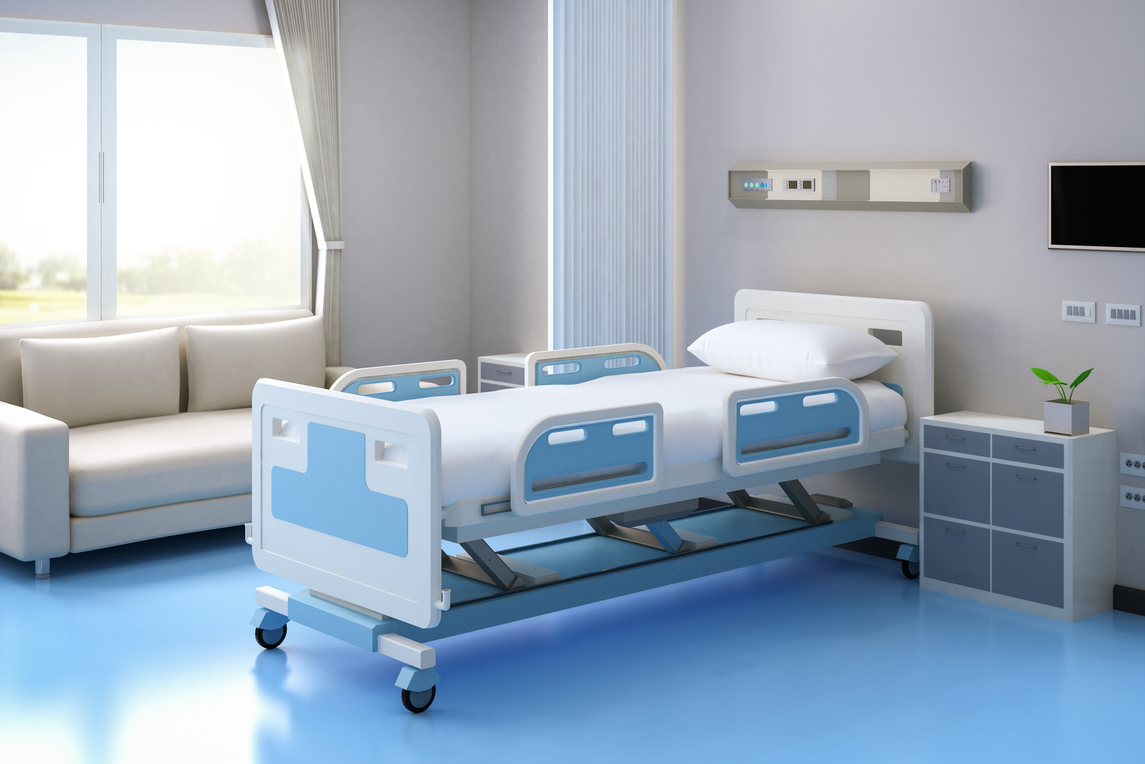 hospital interior in recovery or inpatient room