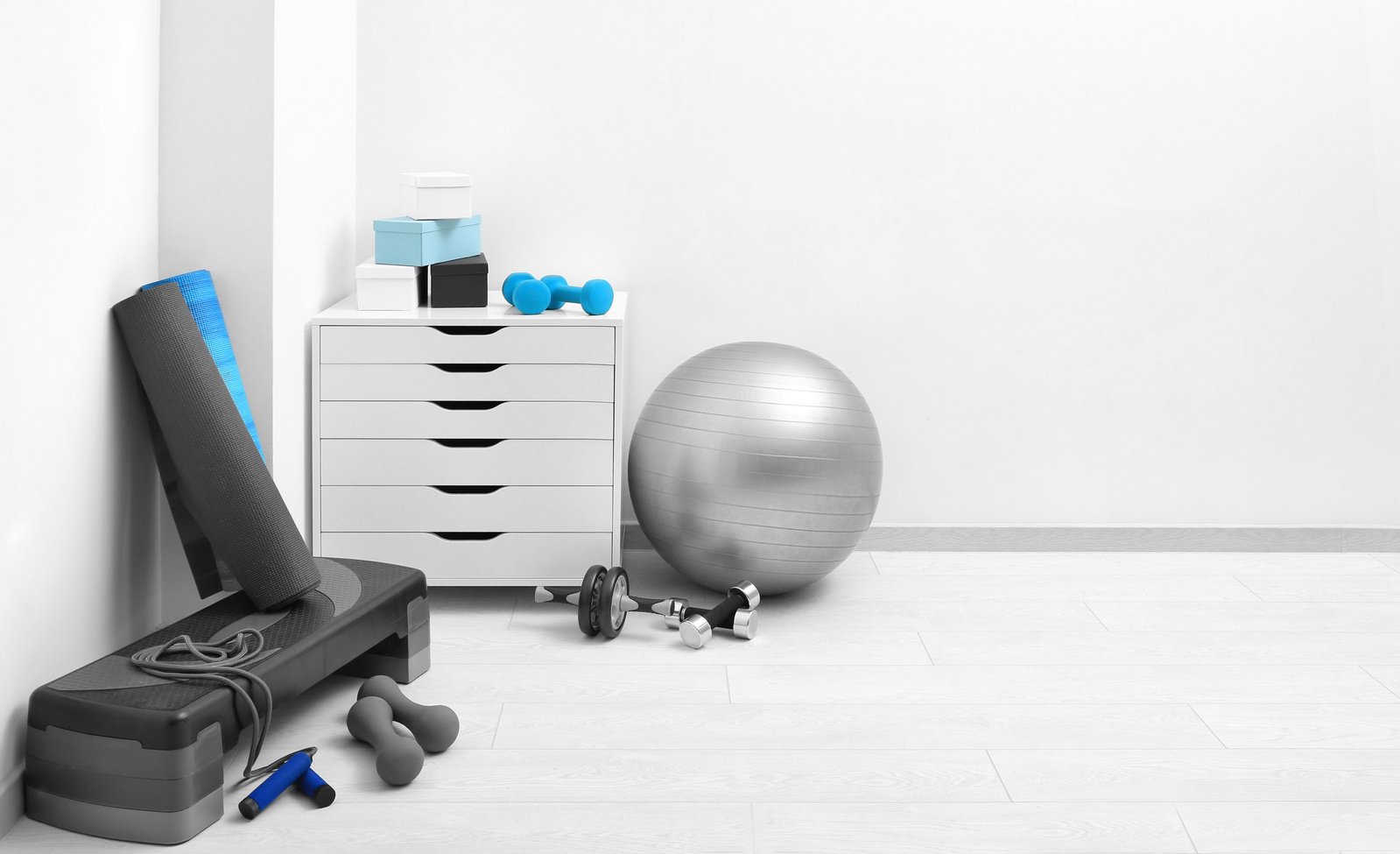 Different Physiotherapy Equipment in Room